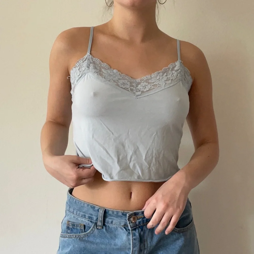 Y2K Old Navy Baby Blue Lace Trim Tank - Picture 6 of 6